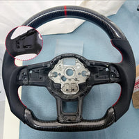 Volant Fibre de Carbone Repère Rouge Volkswagen Golf 7 et 7.5 GTI R GTD GTE, Polo GTI, Passat B8, Tiguan 2