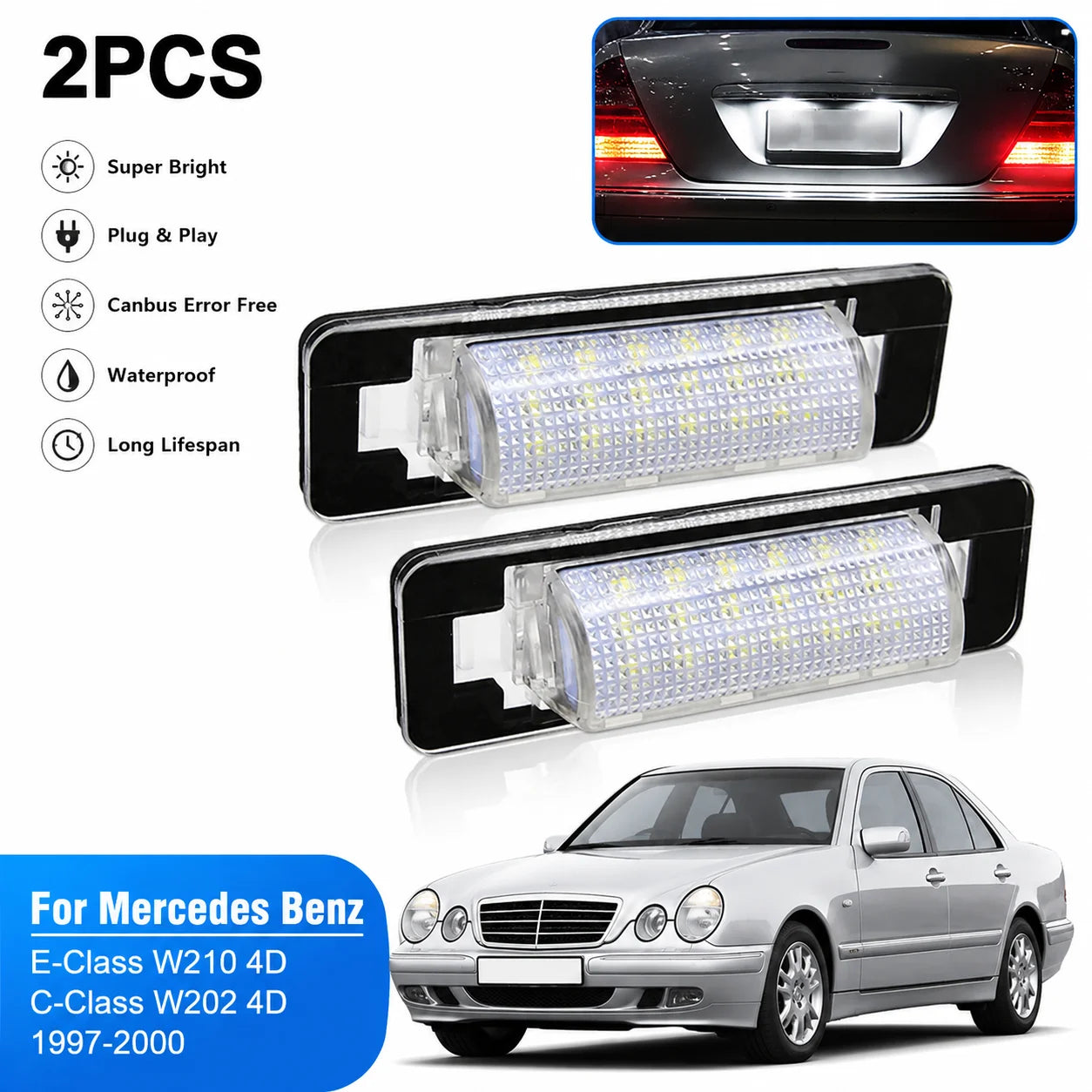 Éclairage de Plaque LED Mercedes W210 et W202 Canbus
