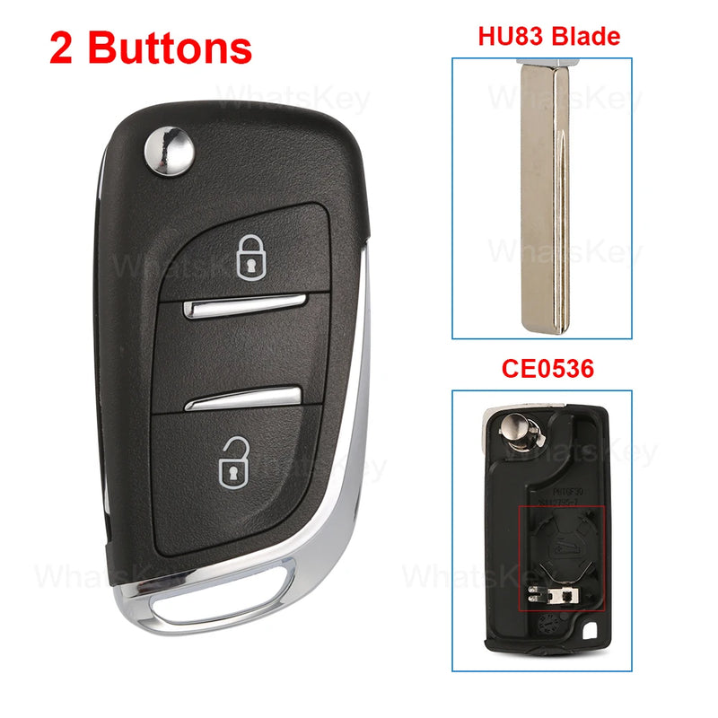 Coque de Clé Peugeot 207 307 308 508 Citroën C3 C4 Télécommande à Rabat 2 ou 3 Touches