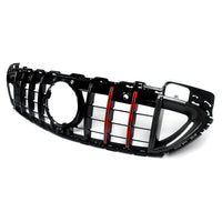 Calandre Panamericana Mercedes Classe C W206 2021-2023 Noir Brillant Barres Rouges Look Carbone