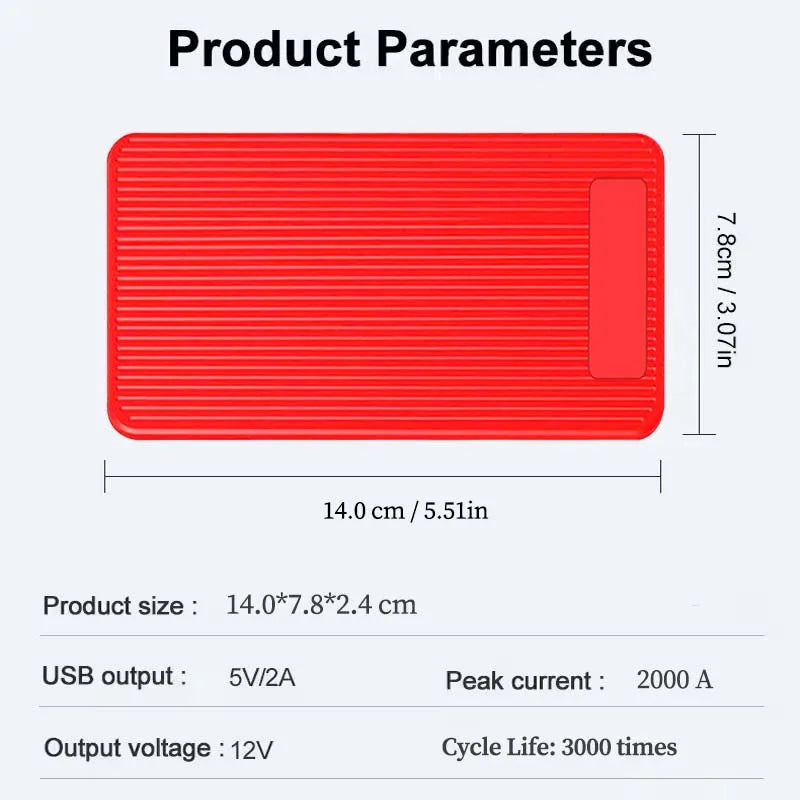Booster de Batterie Voiture GKFLY 2000 A 44,4 Wh Démarreur Portable 12 V