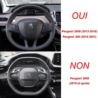 Couvre Volant Peugeot 208 308 2008 Forme D Cuir Bandes Laquées