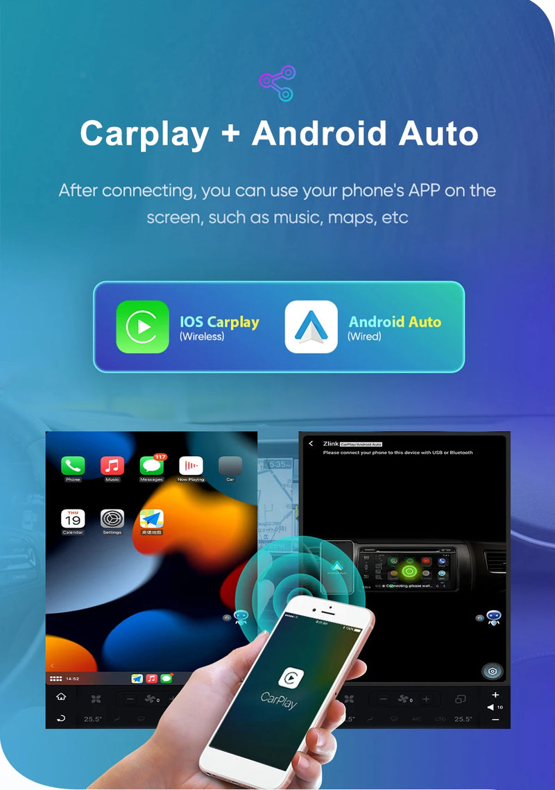 Autoradio Android Maserati Quattroporte 2004-2007 Écran Vertical 13,9 pouces CarPlay Sans Fil GPS DSP