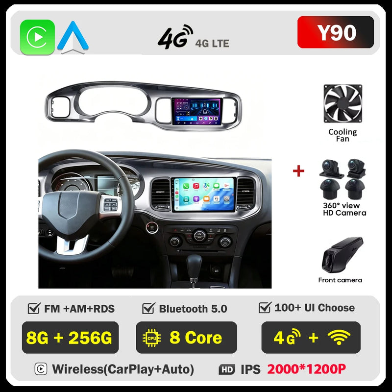 Autoradio Android Dodge Charger 2011-2014 Écran QLED 9 pouces CarPlay GPS Navigation