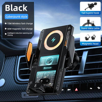 Support Téléphone Voiture Chargeur Induction 66W Magnétique