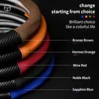 Couvre Volant Skoda Effet Carbone et Suédine, 37-38 cm, Forme D ou O, Octavia, Kodiaq, Karoq, Superb