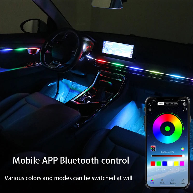 Bandes Acryliques Éclairage d'Ambiance RGB Voiture 110 cm