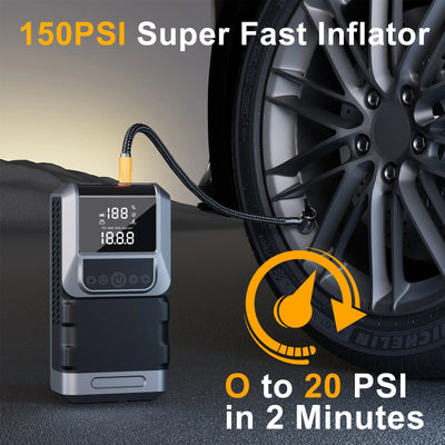 Démarreur de Batterie 5000A 99800 mAh Compresseur 150 PSI