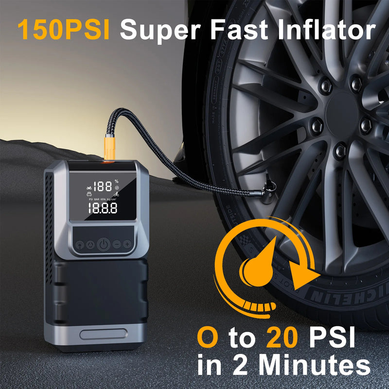 Démarreur de Batterie 5000A 99800 mAh Compresseur 150 PSI