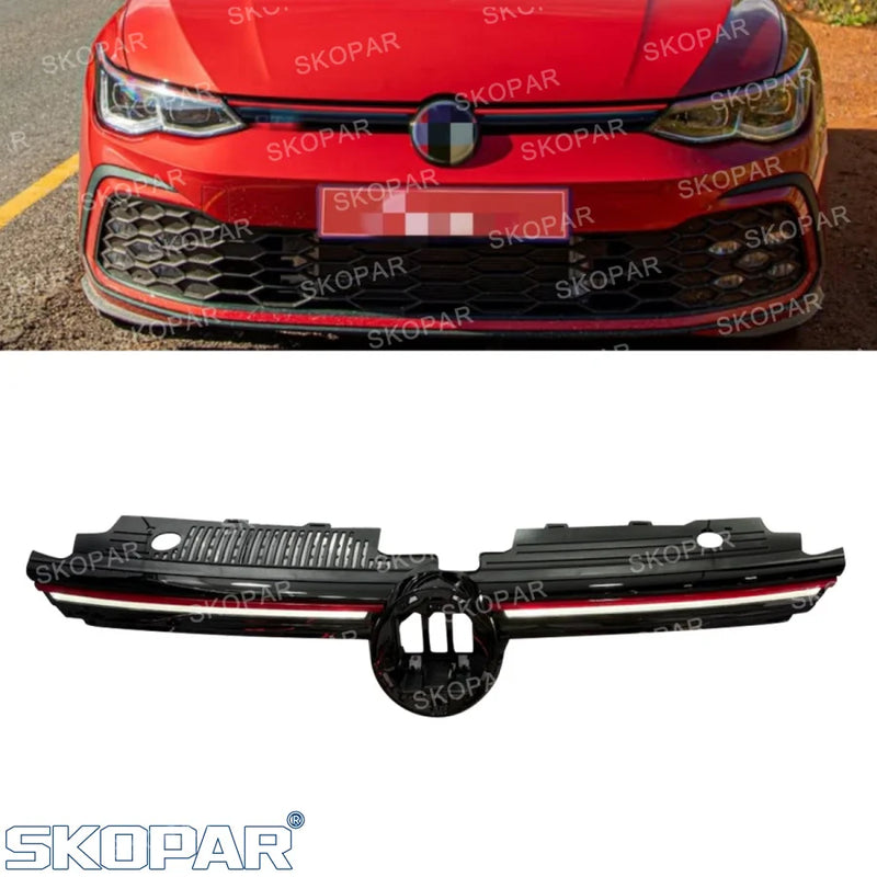 Calandre centrale supérieure VW Golf 8 MK8 GTI, R et R-Line 2020-2024 – Grille avec feux de position LED DRL
