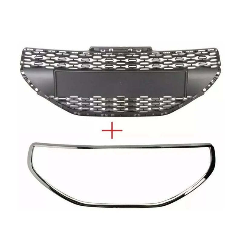 Calandre Peugeot 208 2012-2015 Grille Centrale de Pare-Chocs Avant avec Cadre Chromé, OEM 9808676477
