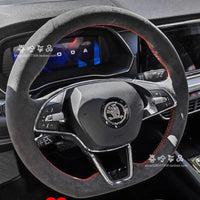 Couvre Volant Skoda Octavia et Karoq 2021-2023, Cuir Véritable ou Suédine, à Coudre