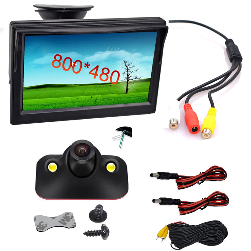 Kit Caméra de Recul avec Écran 5 Pouces 800 x 480 Pied ou Ventouse