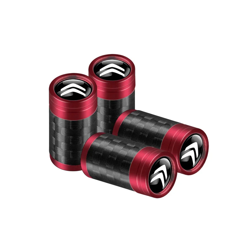 Bouchons de valve Citroën fibre de carbone rouge