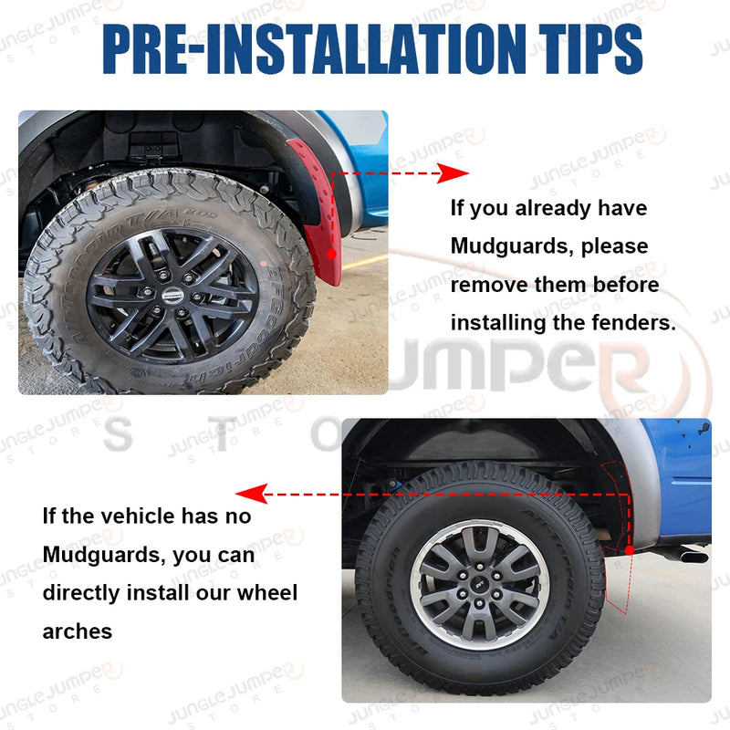 Élargisseurs d'Ailes 8 Pouces Ford Ranger T9 2022-2024 Wildtrak et Wildtrak X Style Rivets, Jeu de 4 Pièces