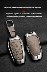 Étui de Protection Clé Peugeot Citroën Cuir et Alliage 207 307 308 407 607 807 C2 C3 C4 C5 C6 C8