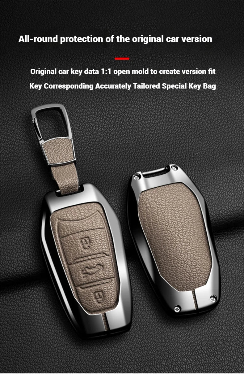 Étui de Protection Clé Peugeot Citroën Cuir et Alliage 207 307 308 407 607 807 C2 C3 C4 C5 C6 C8