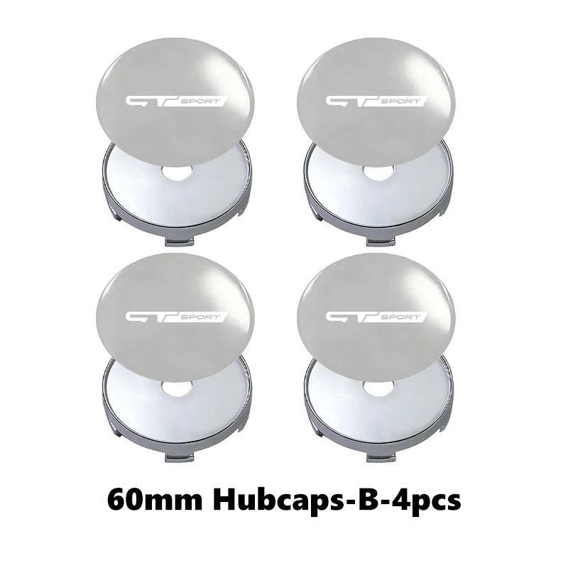 Cache-Moyeux GT Sport 56 ou 60 mm, Lot de 4, Noir ou Argent, pour Renault Clio, Twingo, Zoe, Mégane, Duster