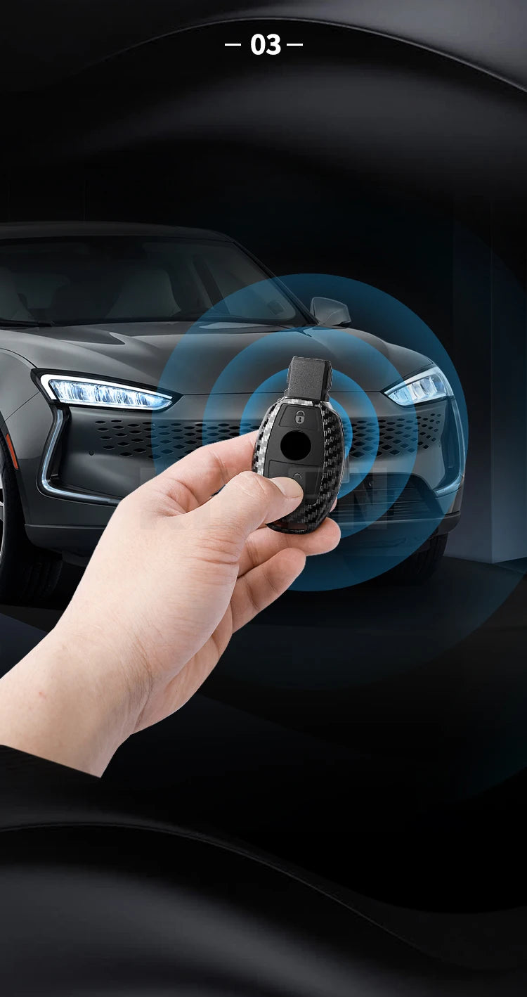 Étui de Protection Clé Mercedes Classe A B C E GLA GLC CLA CLS Fibre de Carbone 2 ou 3 Touches