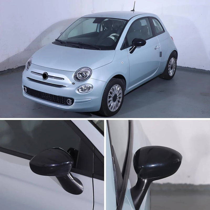 Coques de Rétroviseurs Fiat 500 2007-2023 Noir Brillant Paire Gauche et Droite en ABS