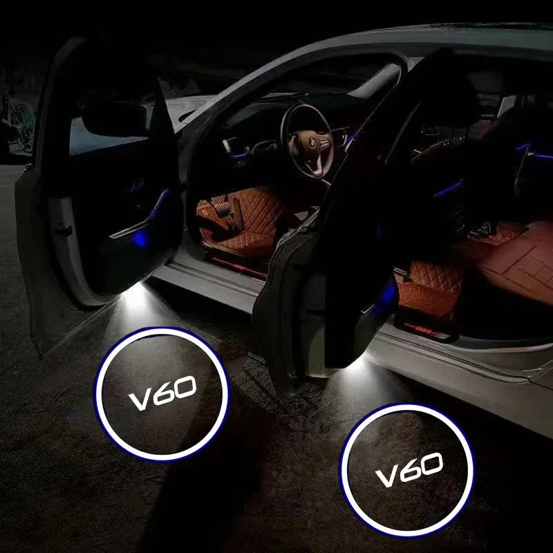Projecteur Porte Volvo V60 2013-2024 LED, Lot de 2, 8 Motifs, Remplacement Direct