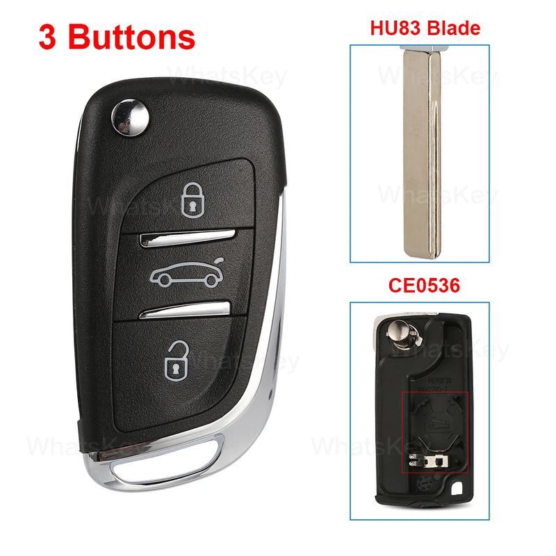 Coque de Clé Peugeot 207 307 308 508 Citroën C3 C4 Télécommande à Rabat 2 ou 3 Touches