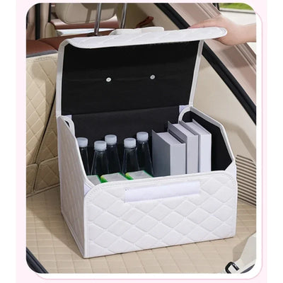 Boîte de Rangement de Coffre Voiture Pliable Cuir