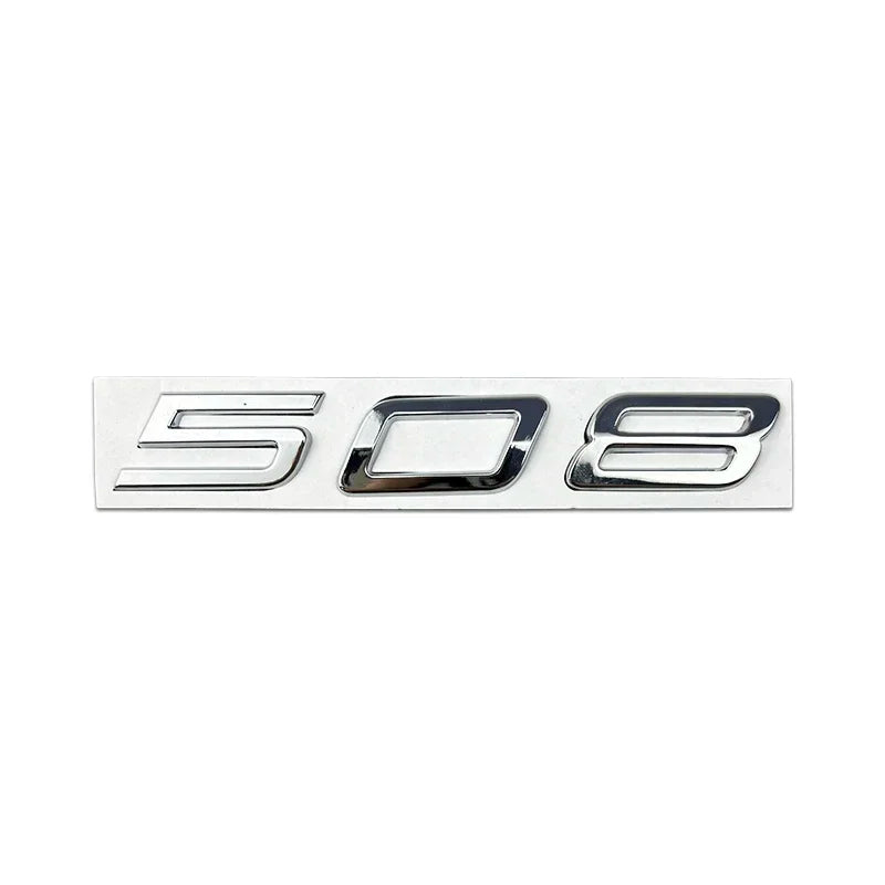 Logo Peugeot 208, 308, 408, 408X, 508 et 508L en ABS 3D, Emblème Lettres de Coffre Noir Brillant, Argent ou Gris