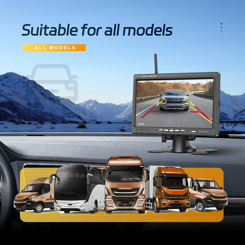 Caméra de Recul Sans Fil Podofo avec Écran 7 Pouces IPS, 1080P, Vision Nocturne et Étanche IP68 pour Camping-Car et Camion