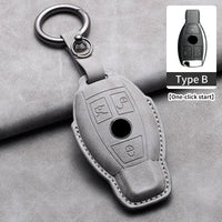 Étui de Protection Clé Mercedes Classe A B C E CLA GLC GLK W204 W205 W212 Cuir Velours