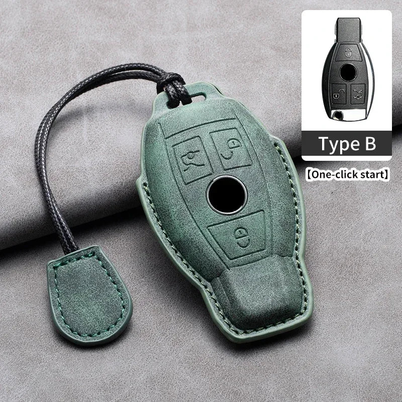 Étui de Protection Clé Mercedes Classe A B C E CLA GLC GLK W204 W205 W212 Cuir Velours