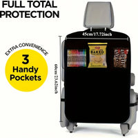 Car Seat Back Organizer Kick-Proof Protection 3 Pockets
