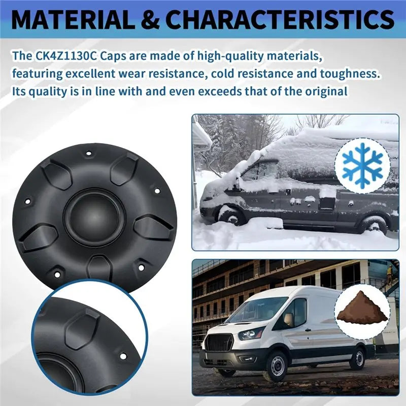 Cache-Moyeux Ford Transit Jante Acier 16 Pouces 2015-2026 Kit 4 Pièces
