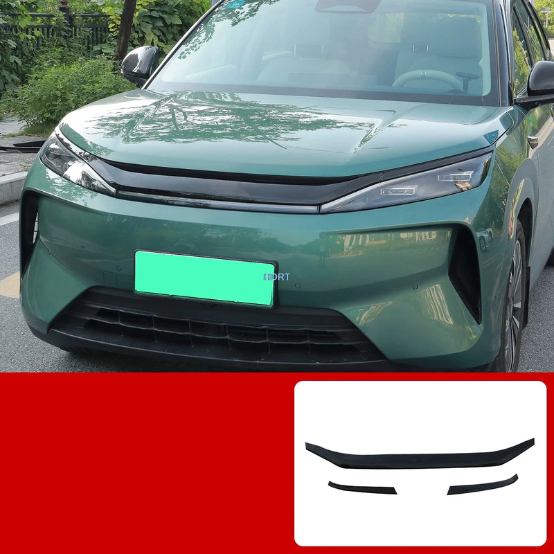 Calandre BYD Atto 3 Evo 2026 Bandeau Supérieur et Sourcils d'Optiques Style Racing, Kit 3 Pièces Aspect Carbone ou Noir