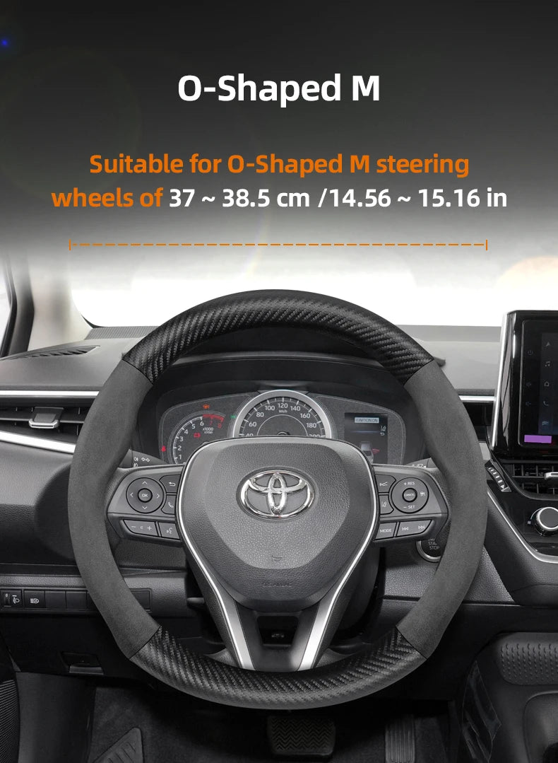 Couvre Volant Toyota Yaris, Corolla, C-HR, RAV4, Hilux, Aygo en Daim et Carbone, Tailles S, M et L