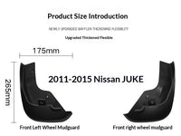 Garde-Boue Nissan Juke 2011-2015 Jeu de 4 Bavettes Avant et Arrière Anti-Éclaboussures