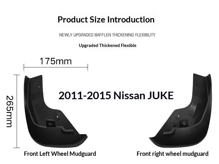 Garde-Boue Nissan Juke 2011-2015 Jeu de 4 Bavettes Avant et Arrière Anti-Éclaboussures