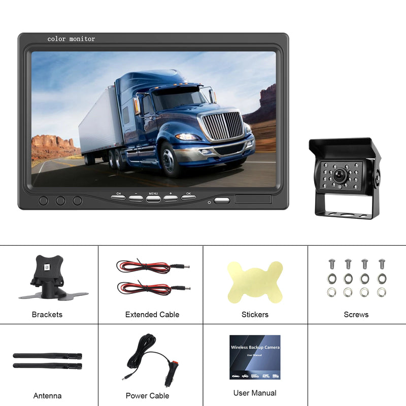 Caméra de Recul Sans Fil Podofo avec Écran 7 Pouces IPS, 1080P, Vision Nocturne et Étanche IP68 pour Camping-Car et Camion