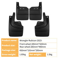 Garde-Boue Jeep Wrangler JL Rubicon 2024-2026 Bavettes 4 Pièces