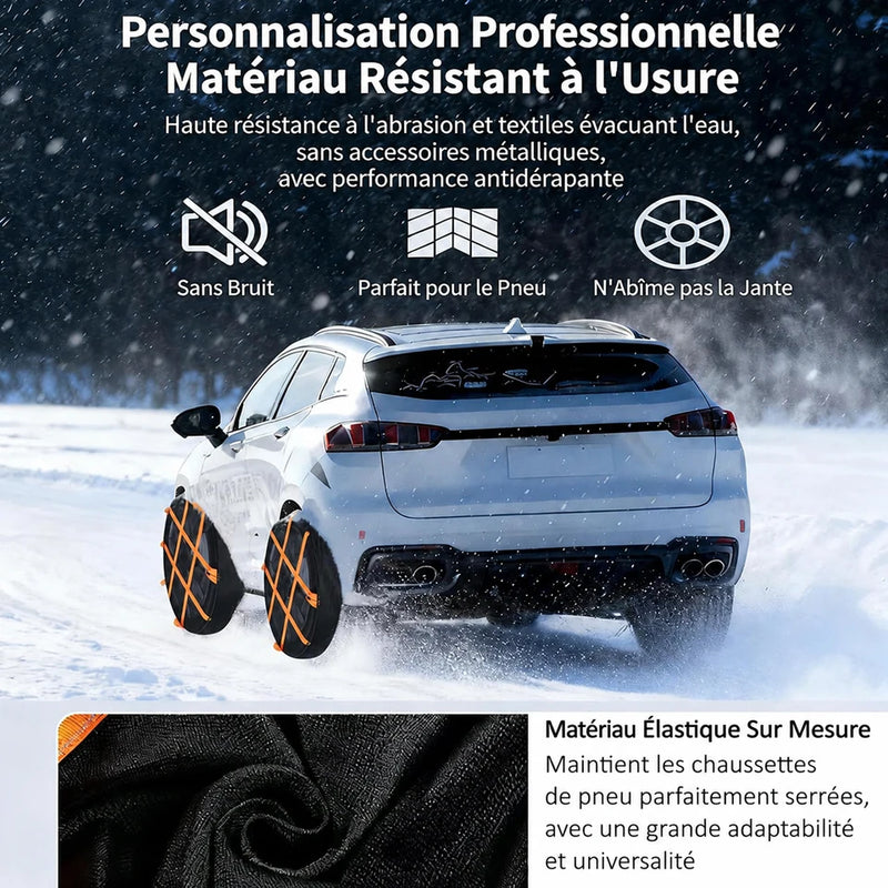 Chaussettes à Neige Voiture E-ACE Textile Antidérapantes SUV et Camionnette 2 Paires