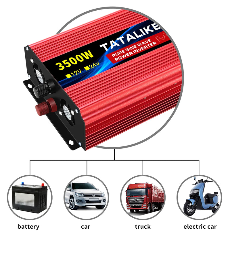Convertisseur Pur Sinus 12V 24V 220V Voiture 1000 à 8000 W