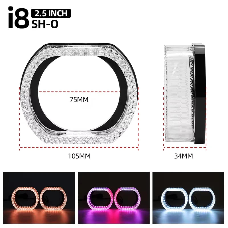 Anneaux Angel Eyes LED RGB DRL Universels 2,5 et 3 Pouces