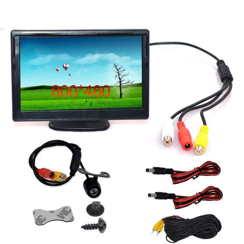 Kit Caméra de Recul avec Écran 5 Pouces 800 x 480 Pied ou Ventouse