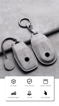 Étui de Protection Clé Mercedes Classe A B C E CLA GLC GLK W204 W205 W212 Cuir Velours