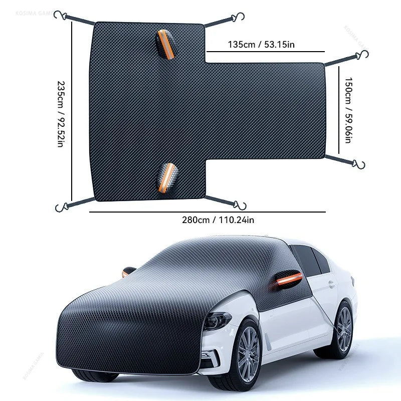 Housse Pare-Brise Voiture Hiver Grande Taille 280 x 235 cm Noire