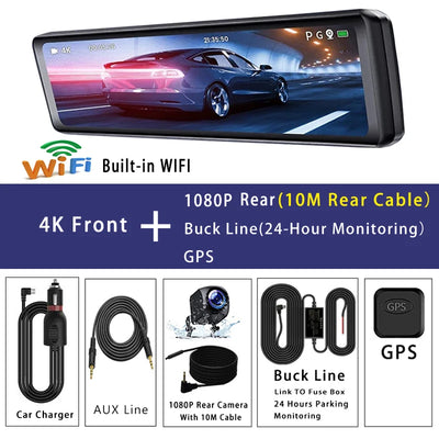 Dashcam Miroir 11,26 Pouces 4K IPS GPS