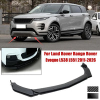 Spoiler Avant Range Rover Evoque L538 L551 2011-2026 Lèvre en 5 Pièces Protection Anti-Rayures Noir ou Carbone