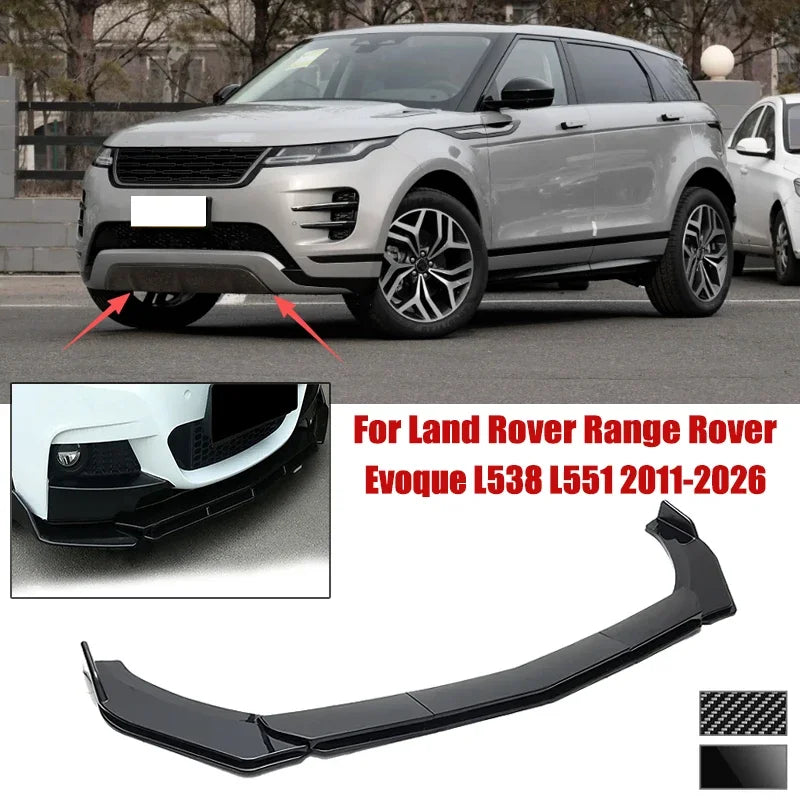 Spoiler Avant Range Rover Evoque L538 L551 2011-2026 Lèvre en 5 Pièces Protection Anti-Rayures Noir ou Carbone