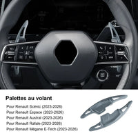 Palettes au Volant Renault Austral Espace Scénic Rafale Mégane E-Tech Aluminium Effilées
