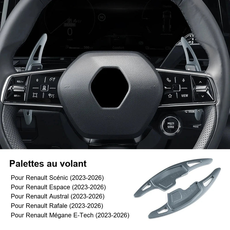 Palettes au Volant Renault Austral Espace Scénic Rafale Mégane E-Tech Aluminium Effilées